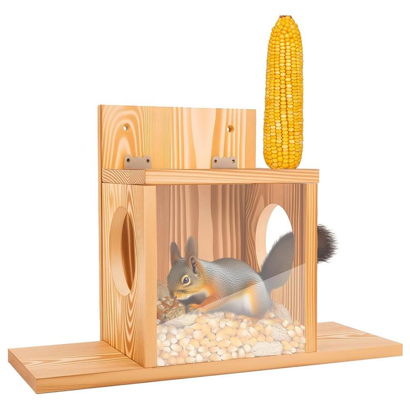 

Squirrel Nesting House Box, Wooden Squirrel Feeder For Outside, For Outdoor Picnic Table Feeding Station