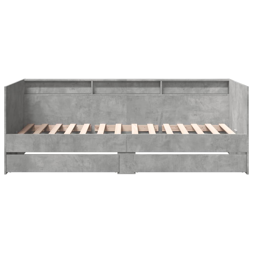 Daybed with Drawers Without Mattress Concrete Gray 100x200 cm