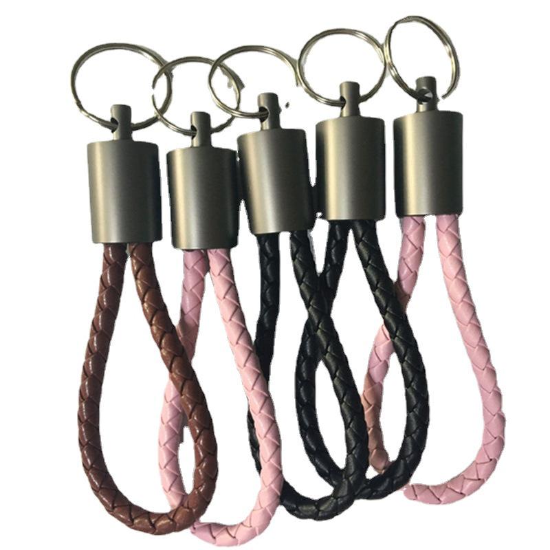Fashion Alloy Leather Rope Keychain with Micro USB Charging/Data Cable