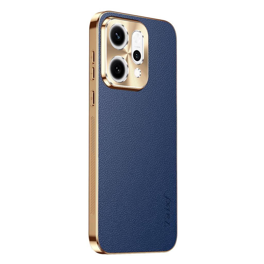 Cover Placcato in Pelle con Motivo Lichee per Oppo Reno 14 13 12 11 10 9 Pro Plus Custodia Protettiva Antiurto Bumper