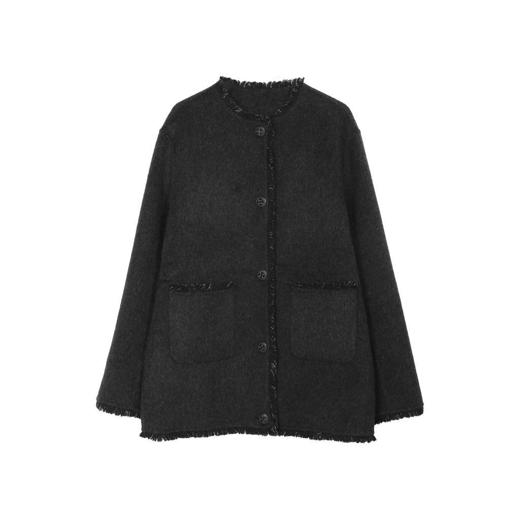 Xiaoxiangfeng Double-sided Wool Outerwear Women Winter Design Tassel Hem Thick Top
