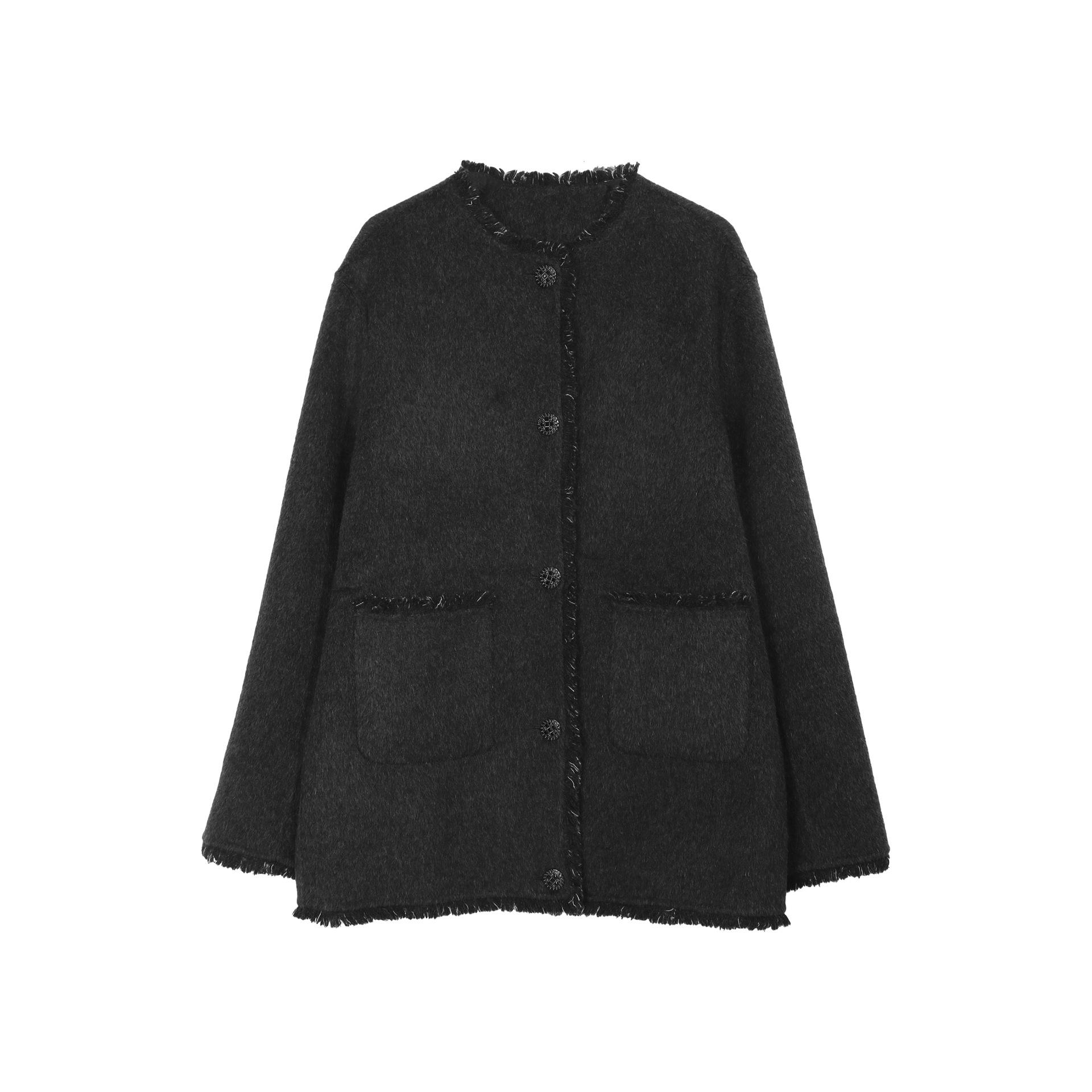 

Двусторонняя шерстяная куртка Xiaoxiangfeng, женская зимняя, с кисточками и толстым верхом M серый