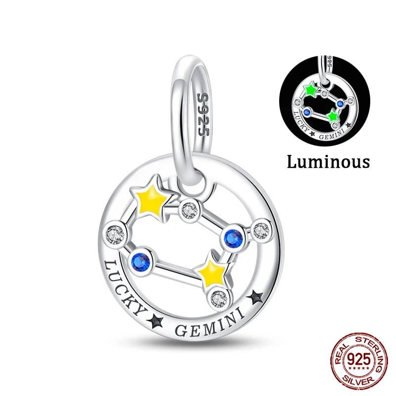 

Медные светящиеся шармы-бусины с двенадцатью знаками зодиака, подходят для оригинальных браслетов Qikaola, изысканные подарки на день рождения для DIY-украшений