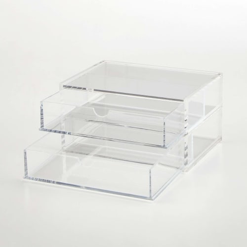 MUJI Overlapping Acrylic Case 2 Tier Drawer with Lid Approx. Width 17.5 x Depth 13 x Height 9.5cm 47380965