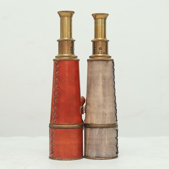Set of 2 Brass Spyglass Telescope with Leather Cover Strap Nautical Pirate Décor Steampunk Gift Working Monocular Gift 40.64 Cm