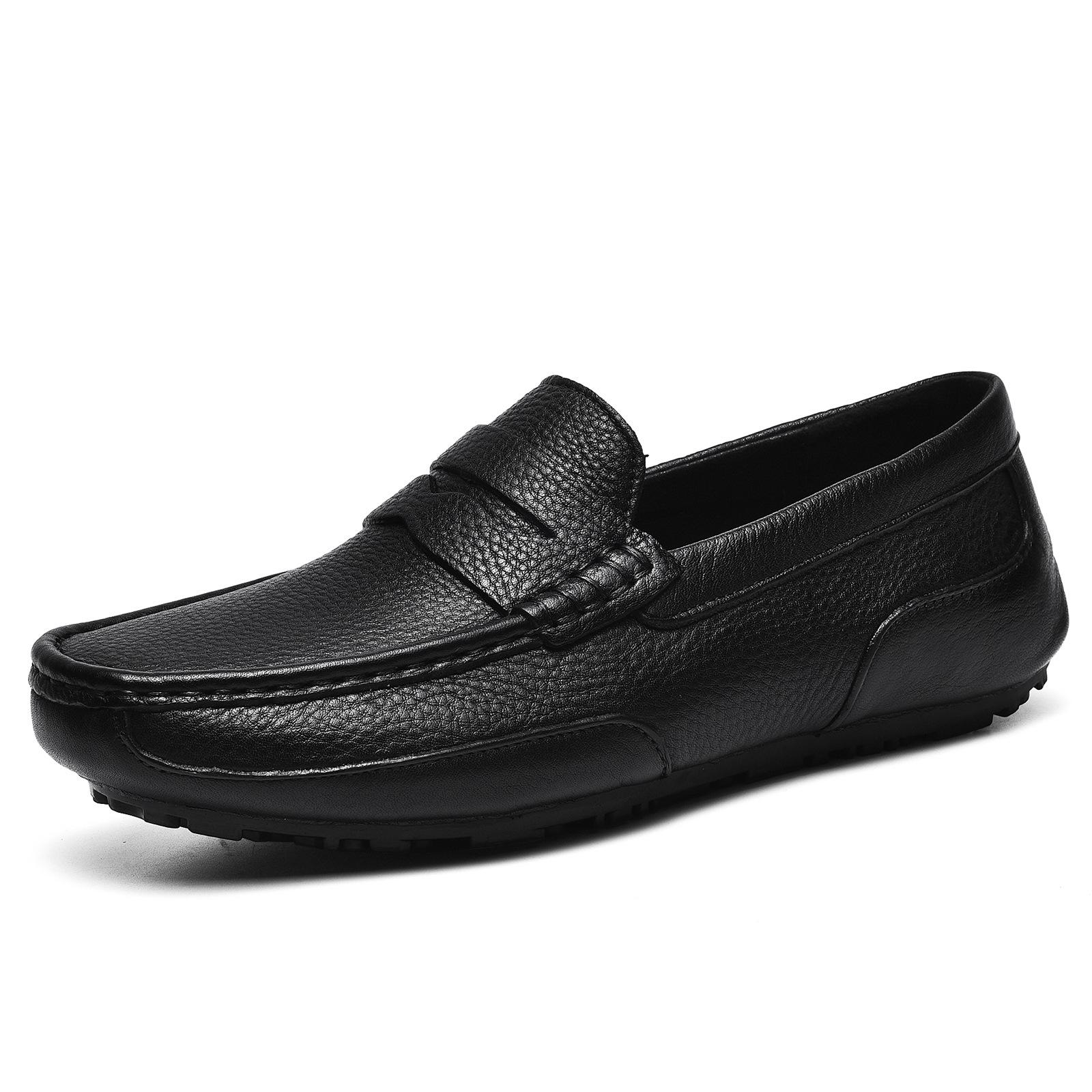 

2025 осень и зима новая обувь из кожи первого слоя, лоферы, мужская повседневная кожаная обувь маленького размера, обувь Doudou из мягкой кожи, обувь для вождения 38