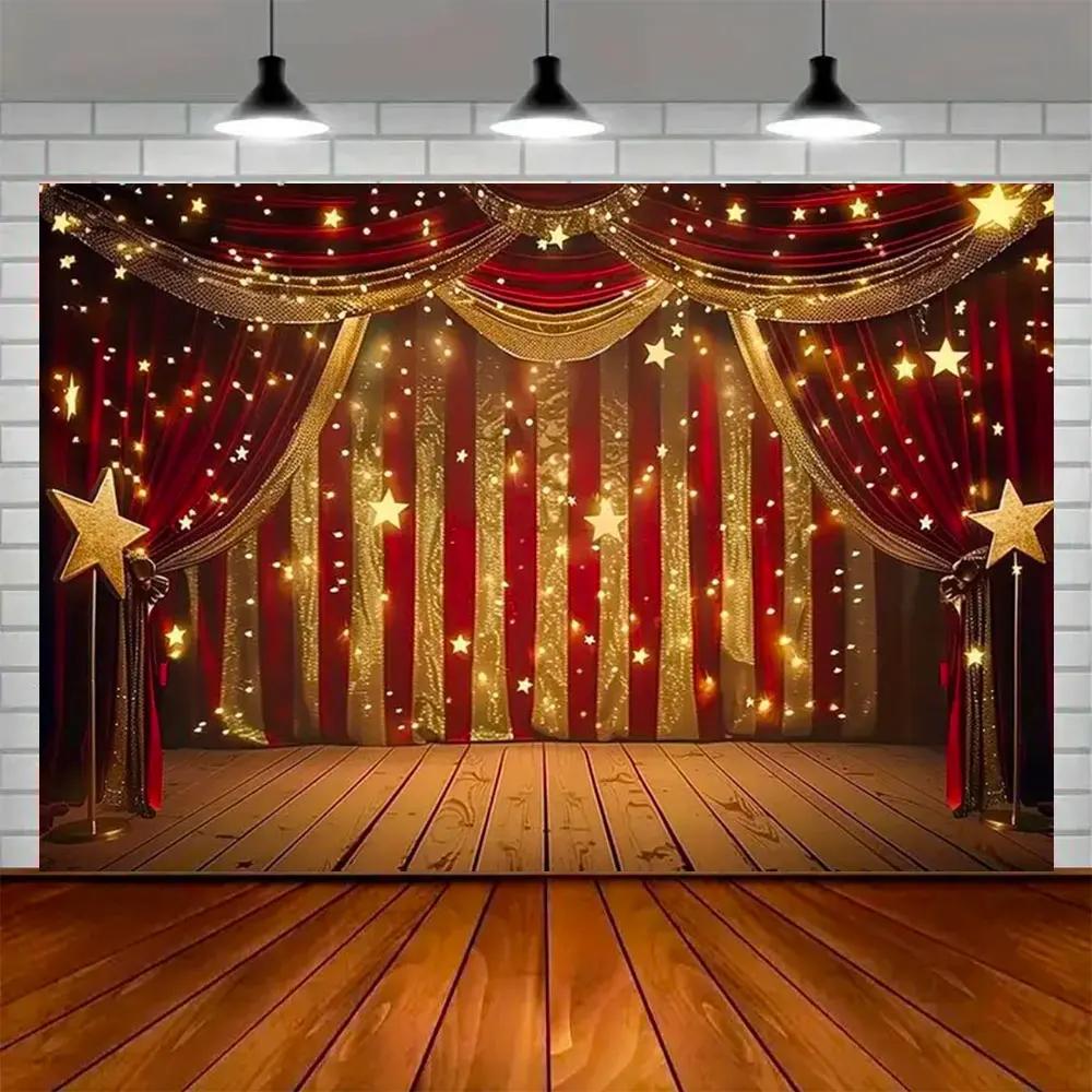 Party Ball Background Golden Glittering Stage Horseracing Sparkling Star Photography Children Birthday Background Decoration