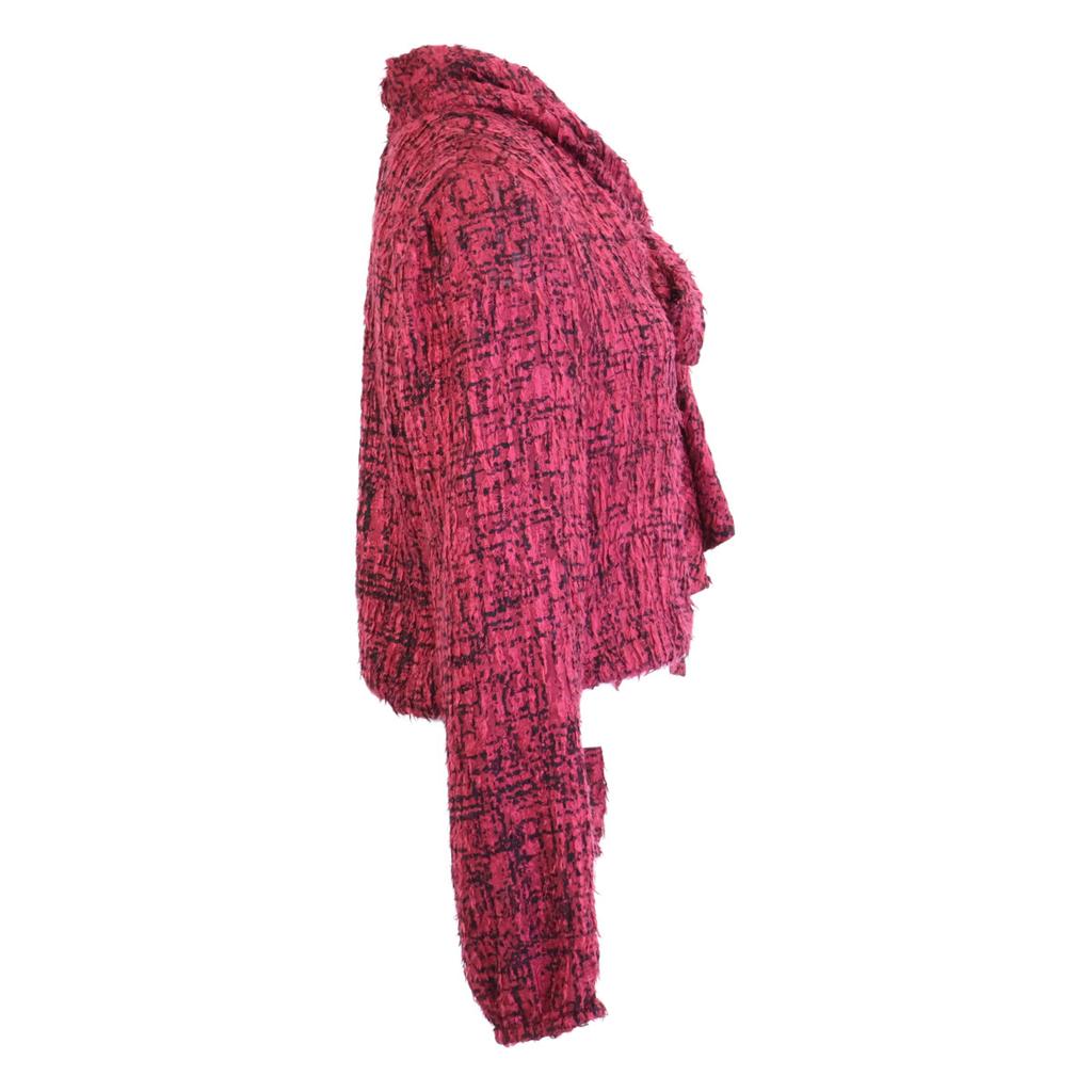 Chanel 22AW P73159V64621 Tweed Silk Bowtie Back Button Blouse Tops 36 Burgundy X blackUsed