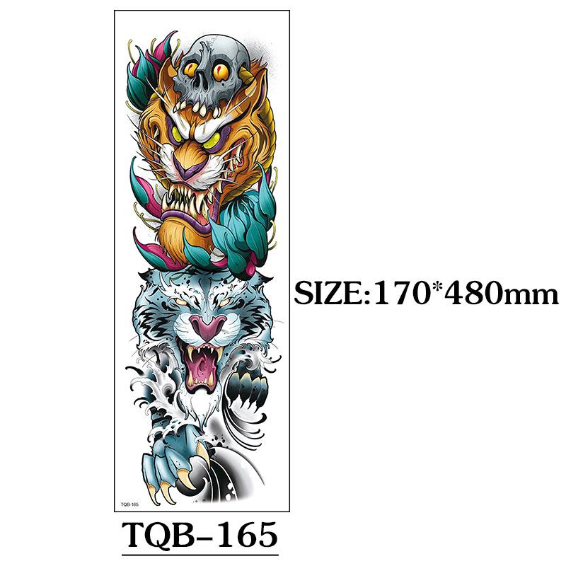 Full Arm Tattoo Sticker Full Arm, Big Picture Lion Tiger Wolf Animal Big Flower Arm Tattoo Sticker