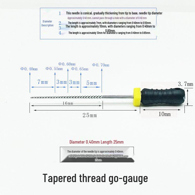 Threaded 0.05mm Ultra-Fine Steel Nozzle Cleaning Needle for Go-No-Go Gauge Valve