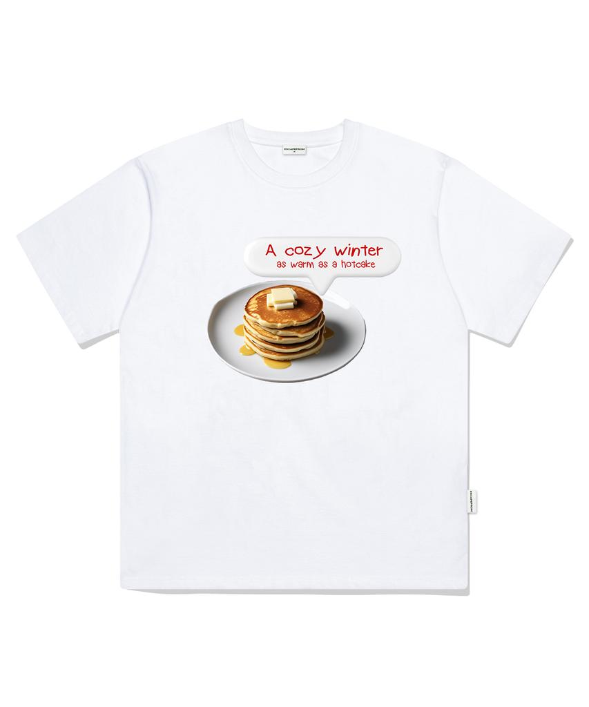 ESCAPEFROM Cozy Hotcake Print Oversized Short Sleeve T-Shirt White