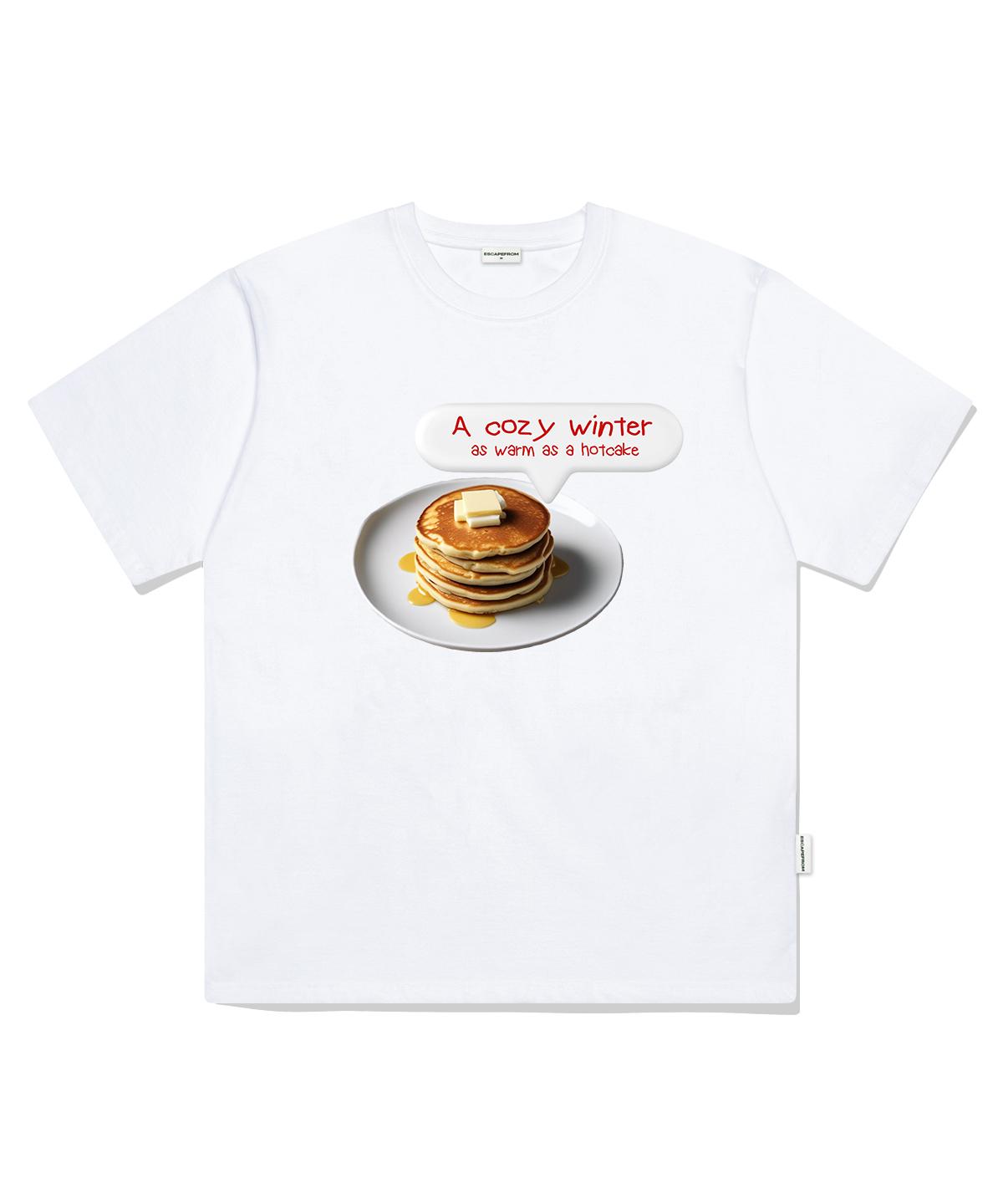 Escape From Cozy Hotcake Print Oversized Short Sleeve T-Shirt White S