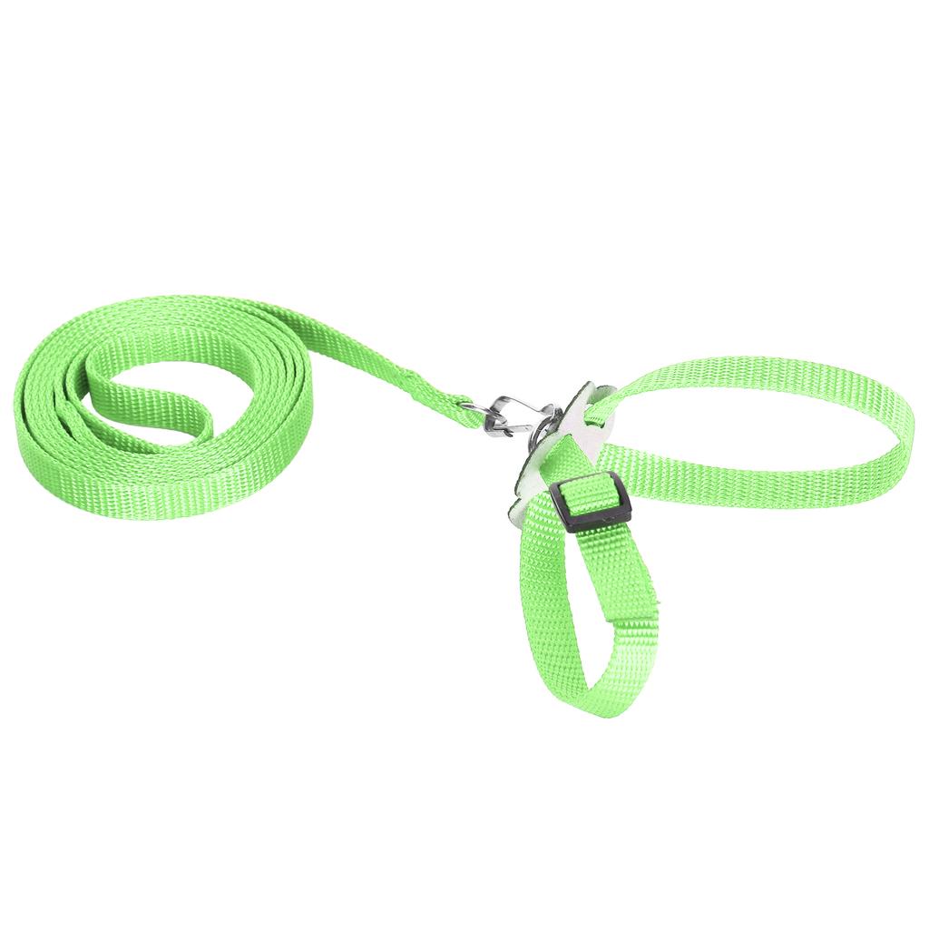 Vogelgeschirr Papageienleine Verstellbar Vögel Nylon Anti-Biss Seil für Outdoor-Training(Grün )