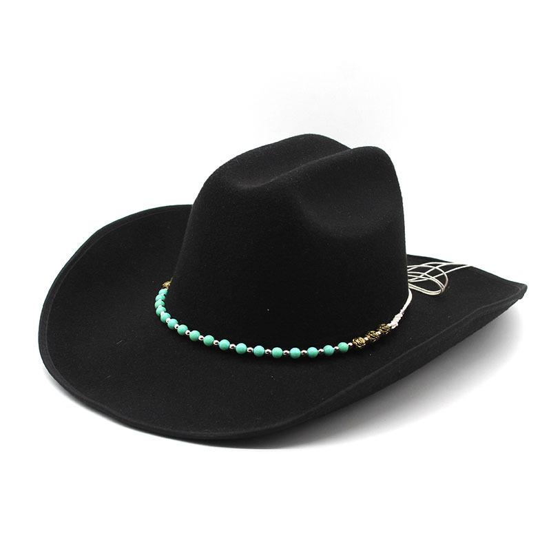 Einfacher Wollhut mit breiter Krempe Westlicher Cowboy-Zylinderhut Partnerhüte für Herren und Damen Ethnische Filzhüte