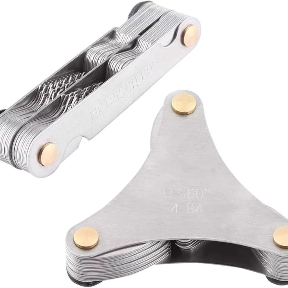 2 Pack Thread Pitch Gauge Stainless Steel Screw Pitch Measuring Tool One America SAE Type and One Metric & Inch Tape