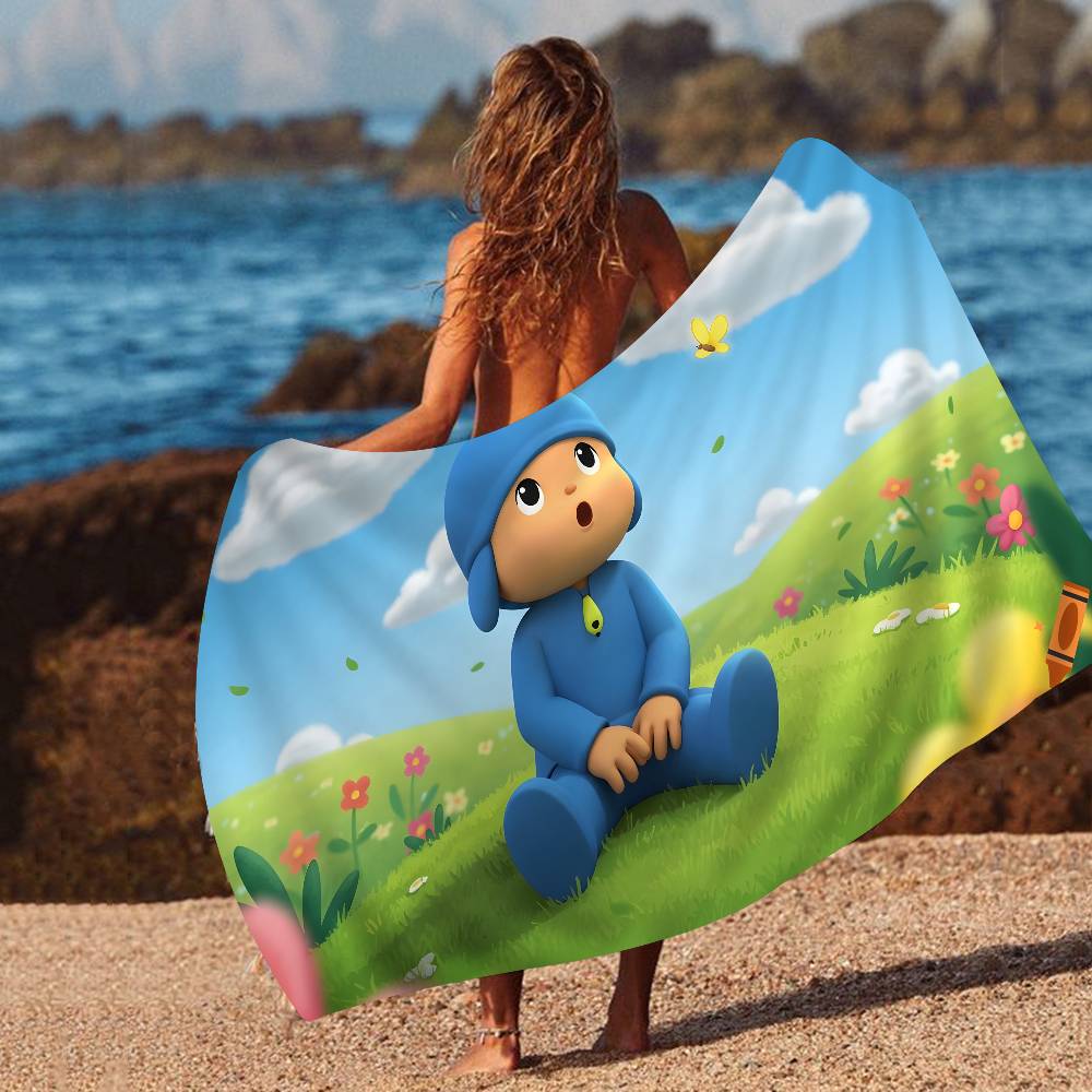 Cartoon P-Pocoyo Microfiber Beach Towel Absorbent Quick Dry Soft Yoga Swimming Resort Mountain Climbing Towel
