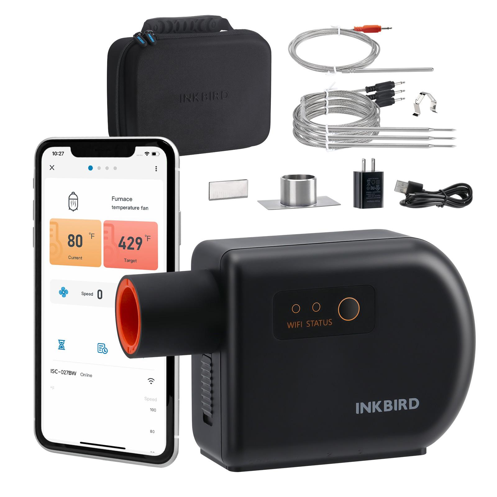INKBIRD BBQ Temperature Controller ISC-027BW Wi-Fi Bluetooth Automatic Smoker Fan Controller Grill Thermometer for Big Green Egg EU Socket