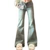 Comfortable Micro Flare Jeans Women Retro Burlap Trailing Trousers Petite High Waisted Skinny Horseshoe Trousers Jeans for Women Long Denim Pants