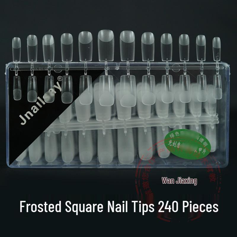 Boxed Nail Art Stickers: 500 Half & Full Cover Transparent Matte French Style Dual-Use Nail Tips