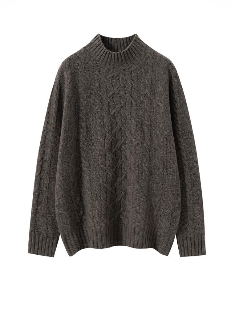 High Neck Cashmere Knit Women's Slimming Sweater - Autumn & Winter Fashion