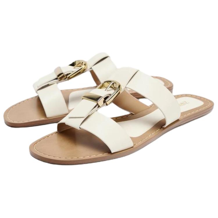 Zara Fashion Slip-On Slide Sandals Women Footwear White 3828610850