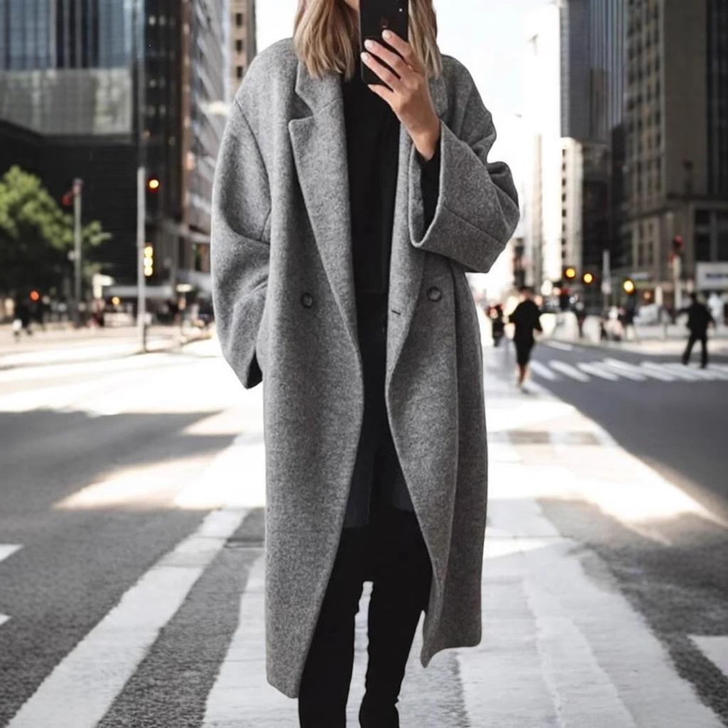 2026 Winter European and American Women's Multi-Color and Multi-Size Long Woolen Trench Coat Jacket