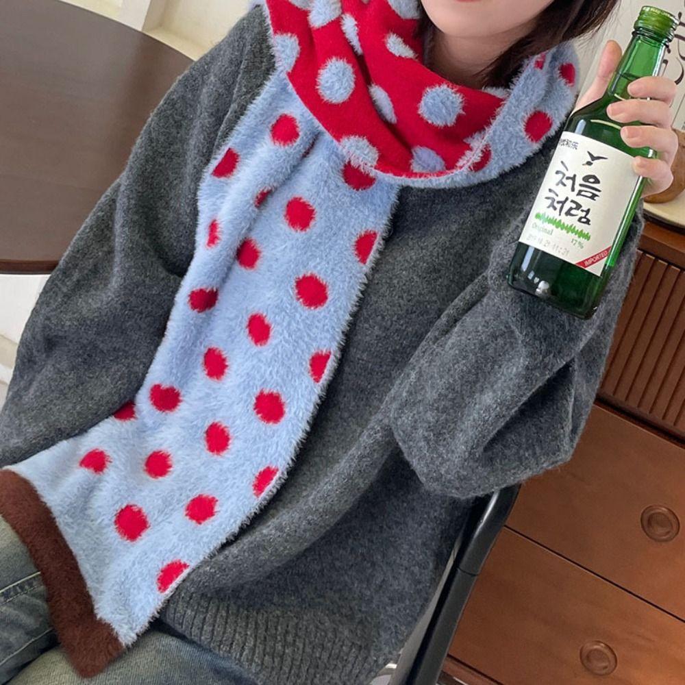 Double-Sided Color-Block Scarf Soft Plush Long Scarf Fashionable Luxury Wraps Shawl  Autumn Winter