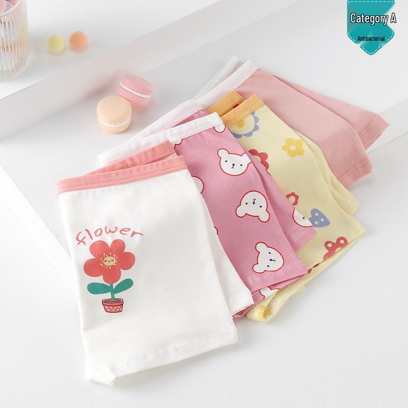 Antibacterial Pure Cotton Girls' Boxer Briefs - Small, Medium, Large (Korean Style)