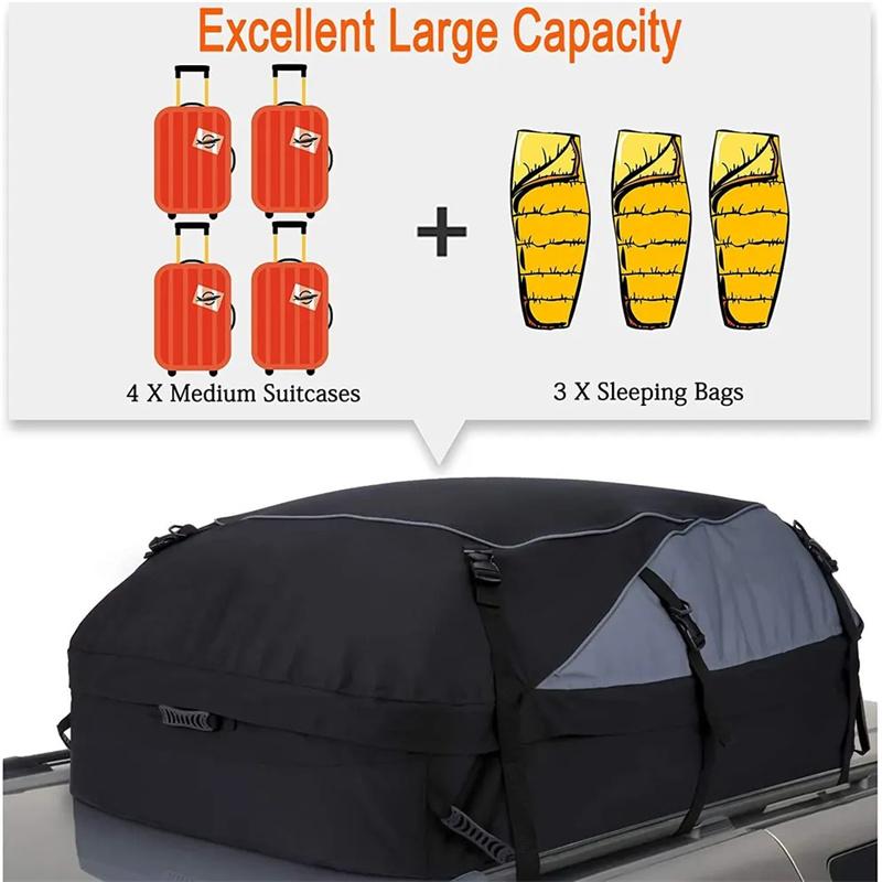 Car Roof Bag Cargo Carrier Bag Waterproof Oxford Cloth Off-Road Car Roof Bag Large Capacity Travel Luggage Storage Bag Organizer