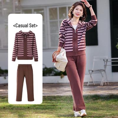 Women's Striped Hooded Tracksuit Set