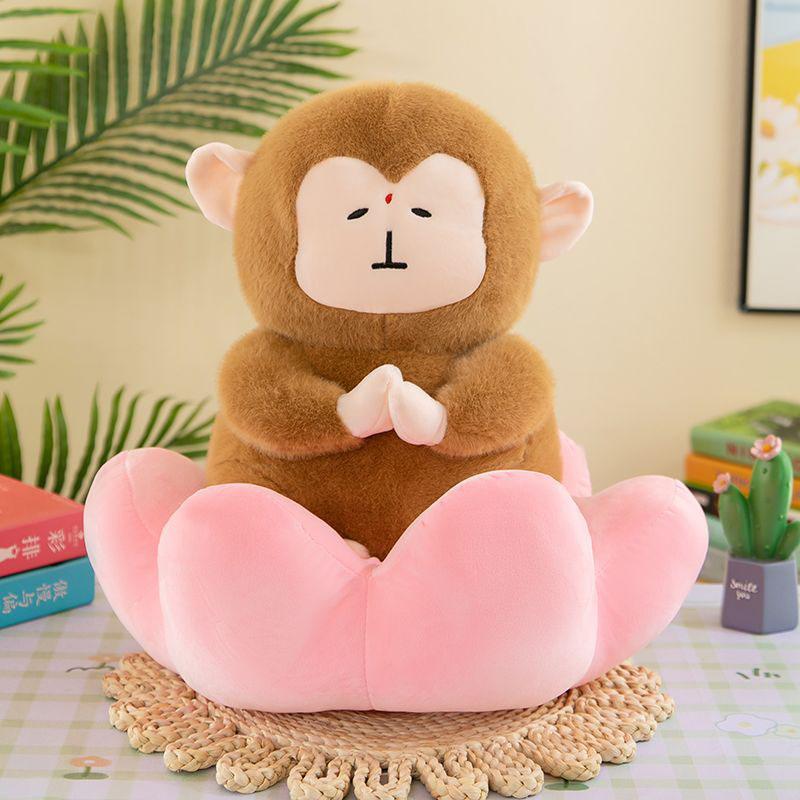 Süßes Meditationsaffen-Stofftier Weiche gefüllte Lotusaffen-Puppe Ruhige Affen-Stofftierkissen Perfektes Geburtstags-Stressabbau-Geschenk