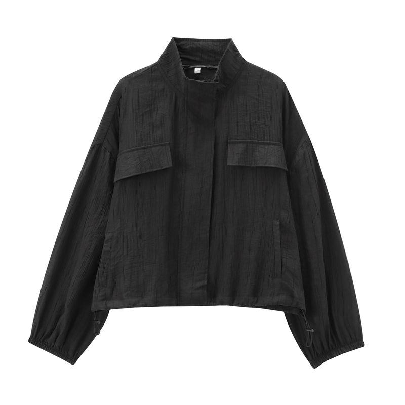 

Kaslead Новое поступление Женская одежда Модный стиль Модный Повседневный Минималистичный Мнущийся Полупрозрачный Верхняя одежда 8372550 Black XS