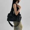 Women's Fashion Washed Distressed Y2K Hot Girl Motorcycle Bag Large Capacity Multi-pocket Shoulder Crossbody Handbag