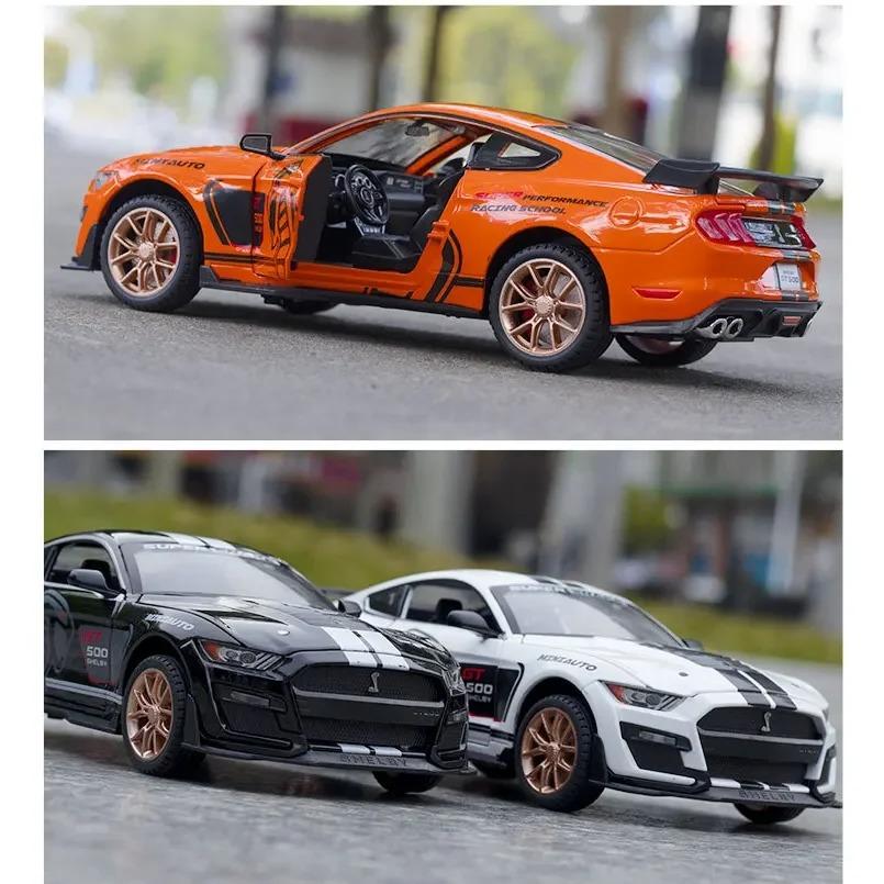 1/32 Ford Mustang Shelby GT500 Alloy Sports Car Simulation Model Diecast Metal Car Model Sound and Light Collection Toys Boys