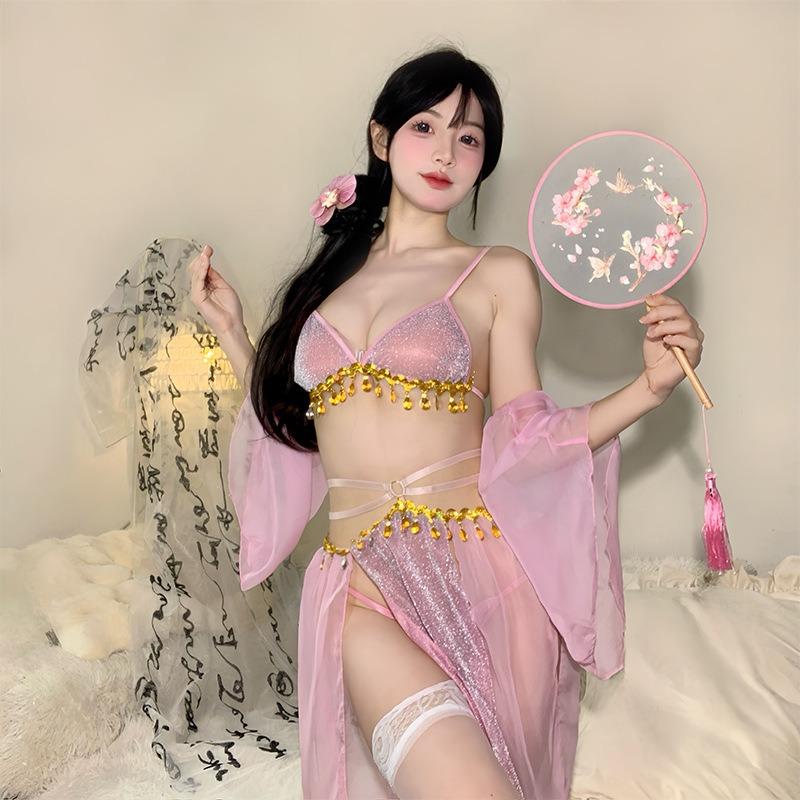Fun Underwear, Antique Hanfu Straps, Nightdress Set, Small Breasts Show Big Belly Pockets, Uniform, Pure Desire Style Flirting Clothes