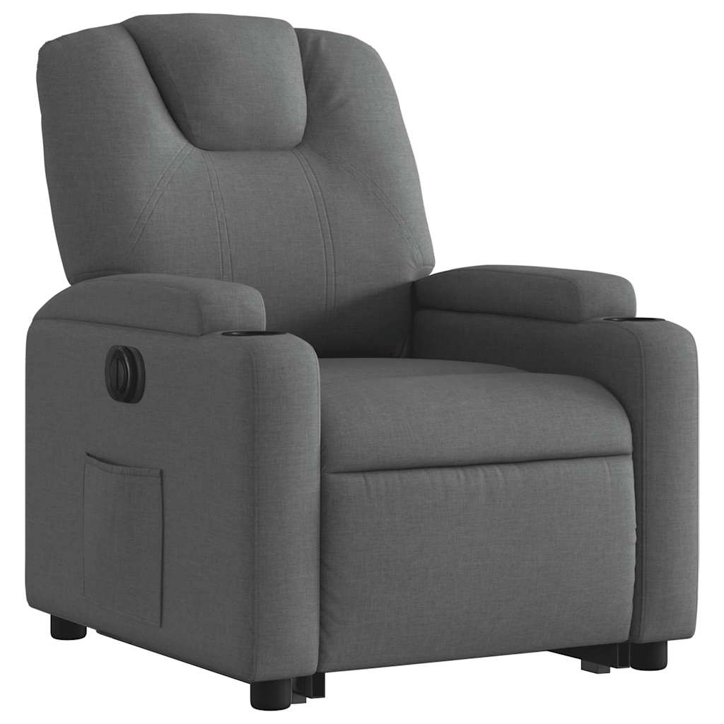 Electric Recliner Chair with Rising Function Dark Grey Fabric