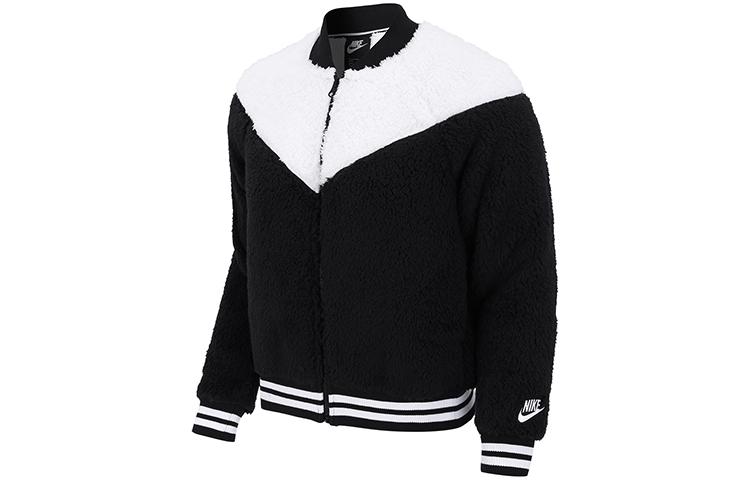 Nike Velvet Jackets Women s Black/White Baseball Collar Moderate CJ5031-010 L