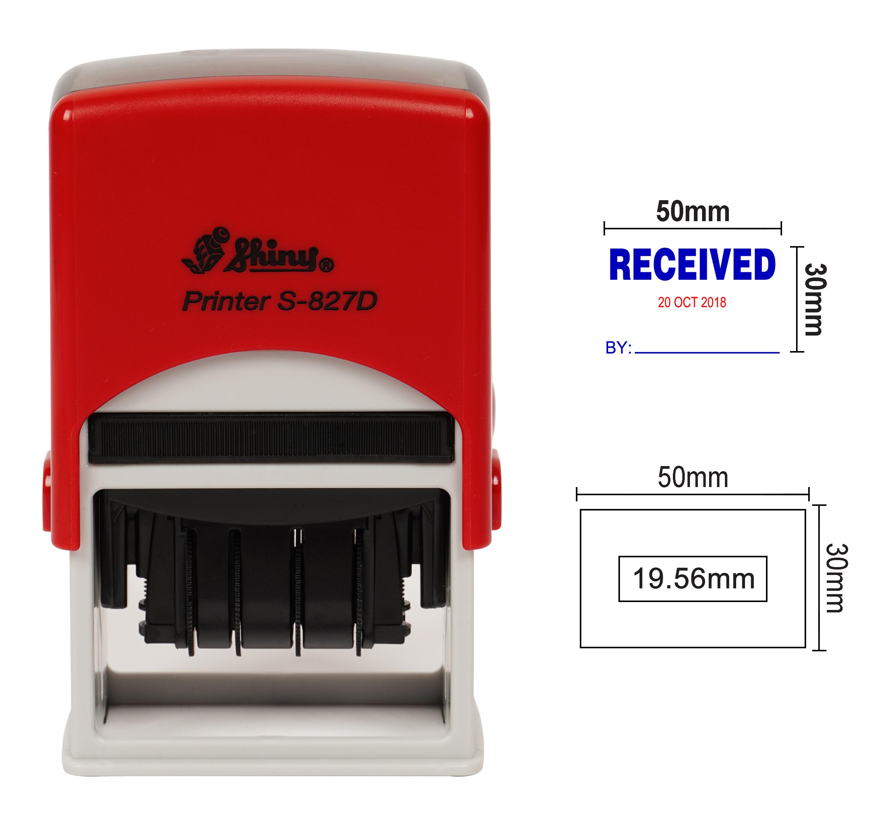 

Shiny Date Stamp Self Inking With Received By Text Ofiice Stationery Rubber Stamper Blue With Red Date - 50 mm x 30 mm синій