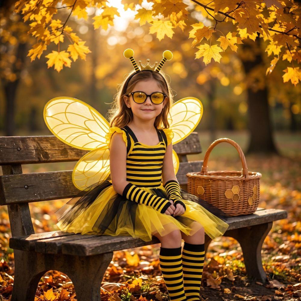 Insect Yellow Bee Fly Wings Bugs Kids Party Wings Lightweight Bee Cosplay Wings Suit  Cosplay Event