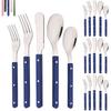 20Pcs Cutlery Set Acrylic Handle Tableware Knife Fork Set Stainless Steels Green Silver Western Dinnerware Home Kitchen Flatware