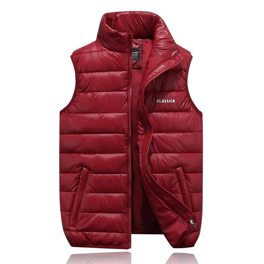 

Autumn Winter Men Casual Stand Collar Sleeveless Coat Fashion Solid Zipper Warm Vest Coat Size:S-6XL M