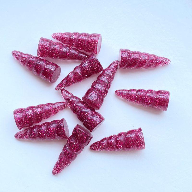 10Pcs New Cute Mini Shiny Unicorn Horn Flat Back Resin Cabochons Scrapbooking DIY Jewelry Craft Decoration Accessorie