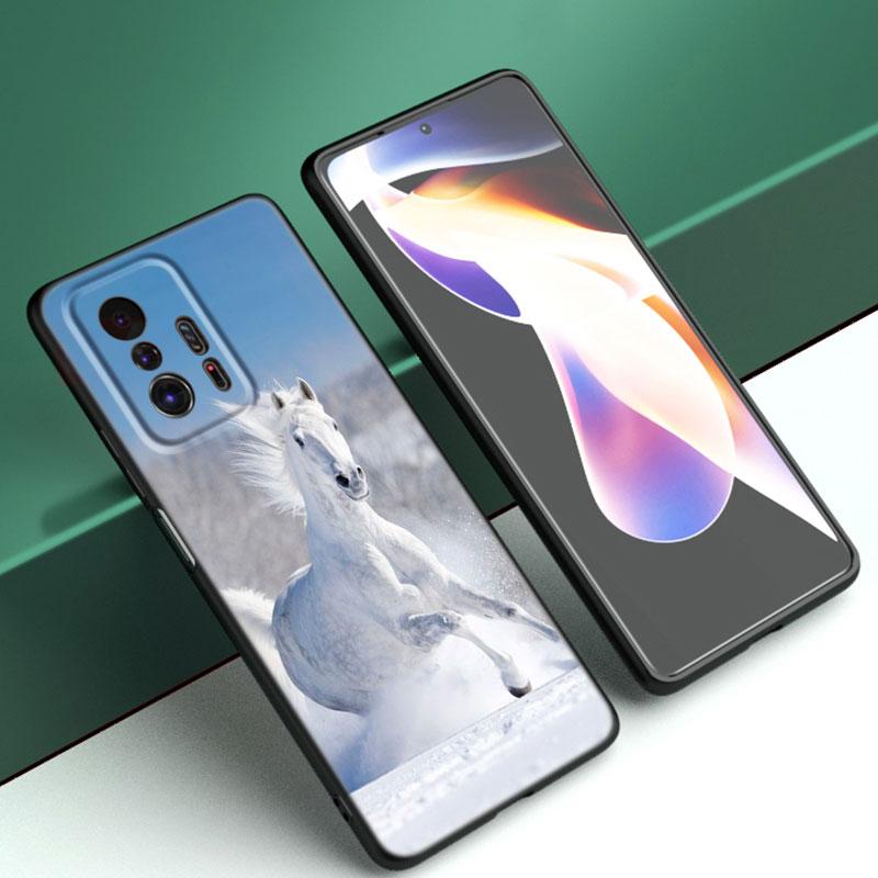 Pouzdro na telefon s běžícím koněm pro Xiaomi Mi A2 8 9 SE Note 10 10T 11 12 Lite 9T 11T 12S 12T Pro A3 6X 12X Měkký TPU Černý kryt