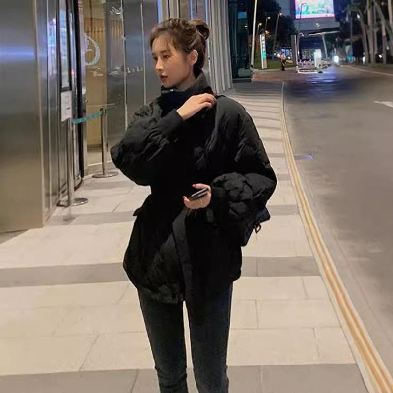 

Small down cotton coat women s autumn and winter new temperament slim waist short cotton coat trend S белый