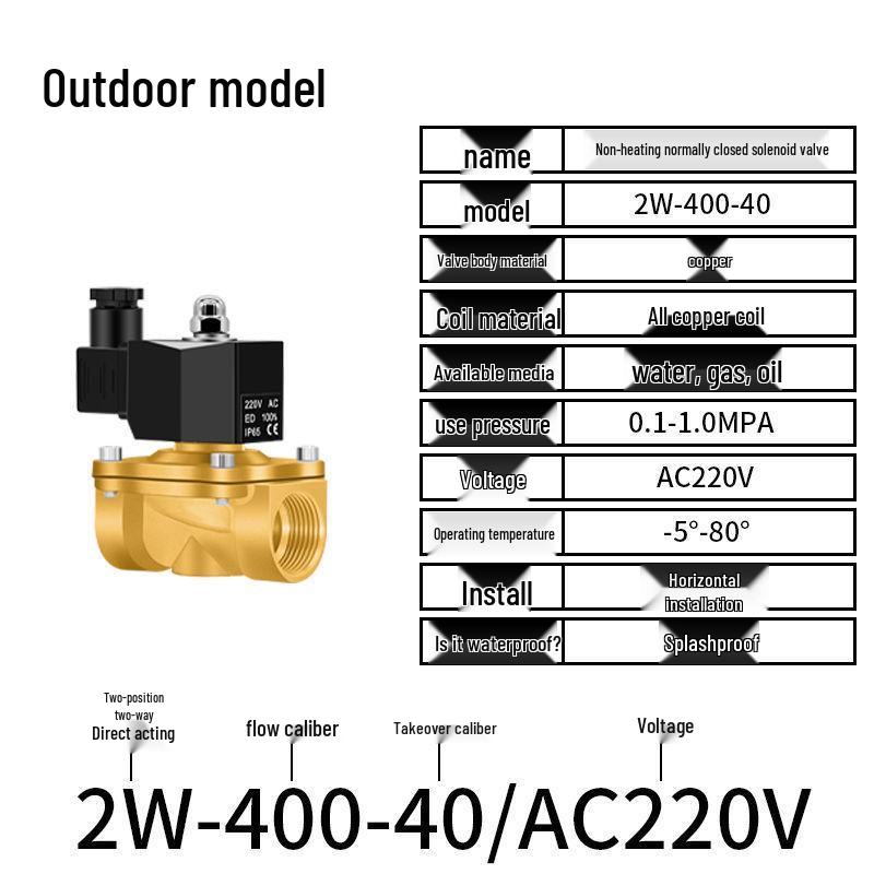 Elektryczny zawór elektromagnetyczny - 1 cal, 4 punkty, normalnie zamknięty, 12V/24V/220V Sterowanie wodą i odpływem