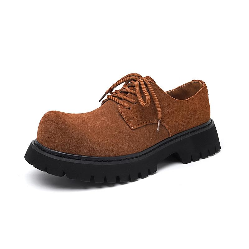 

Модные туфли Дерби с большой головой, мужские кожаные туфли на платформе для поездок на работу, мужские повседневные туфли для пожилых людей с увеличением внутренней высоты в британском стиле 3656-R 38 светло-коричневого
