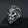 Retro Detailed Stainless Steel 3D Lion Head Rings For Men Punk Gothic Rock Animal Ring Domineering Biker Jewelry Accessories