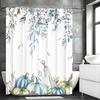 Autumn Harvest Pumpkin Eucalyptus Leaf Floral Shower Curtain, Bathroom Decorative Shower Curtain, Waterproof Shower Curtain with