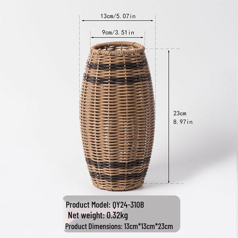 Hand-Woven Imitation Rattan Vase for Creative Flower Arrangements and Home Decor