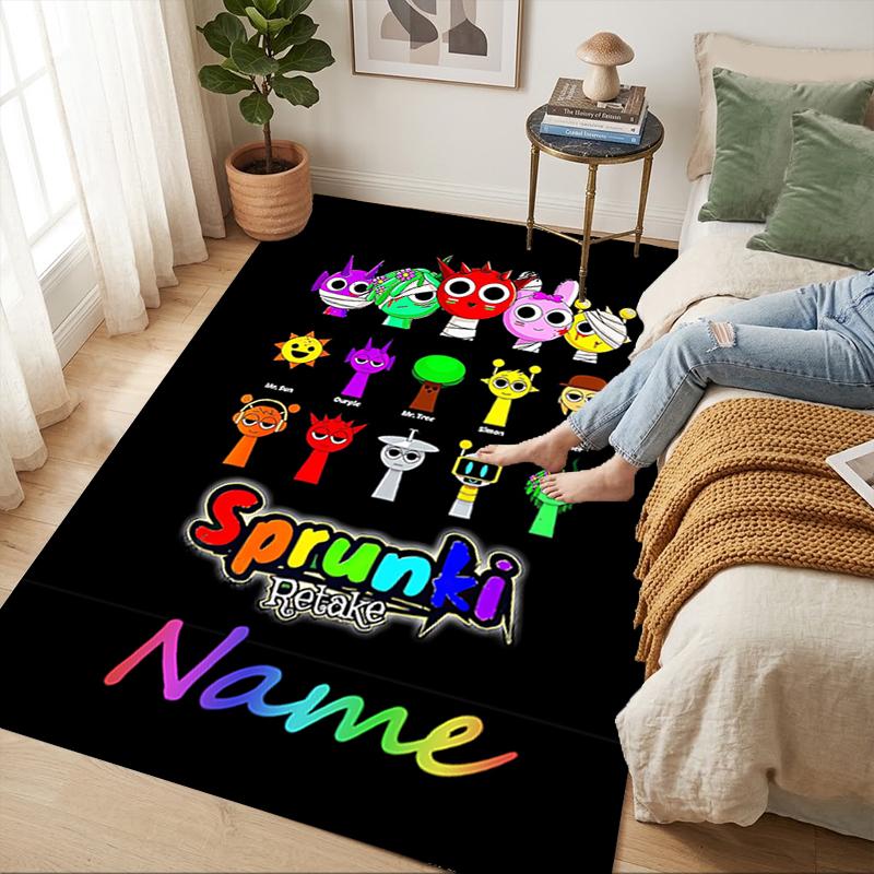 Custom Name Colorful Faces Living Room Non-Slip Area Rug Soft Carpet for Bedroom Kids Playroom Sofa Office Home Decor Doormat